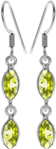 Sterling Silver Peridot Double Drop Marquis Earrings