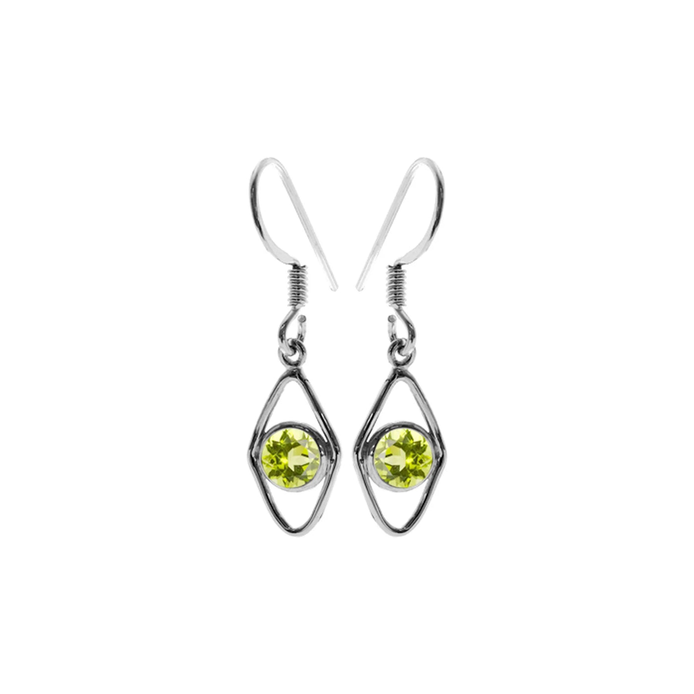 Sterling Silver Peridot Kite Drop Earrings