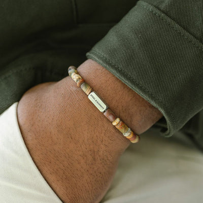 Jasper Gemstone Barrel Bead Bracelet