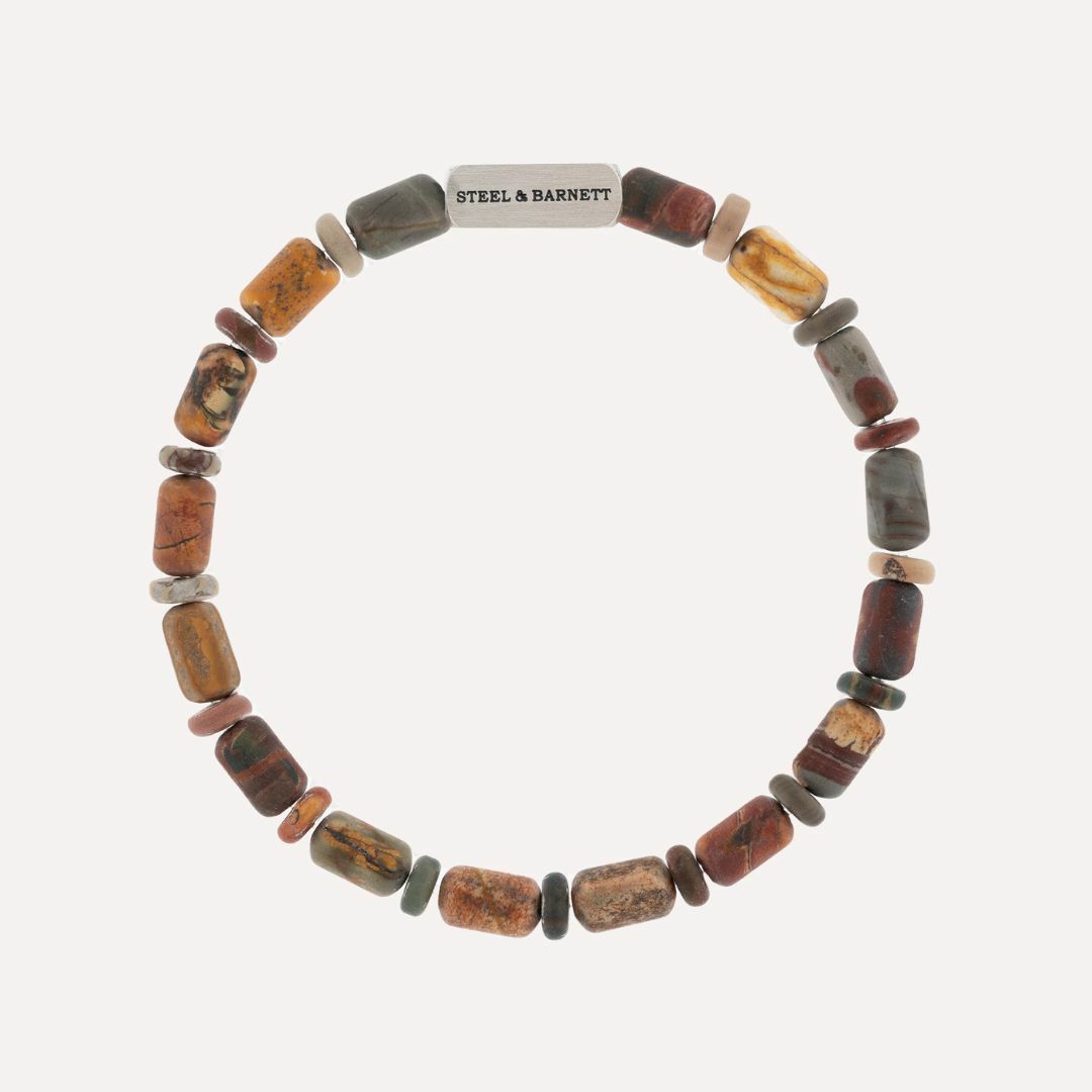Jasper Gemstone Barrel Bead Bracelet
