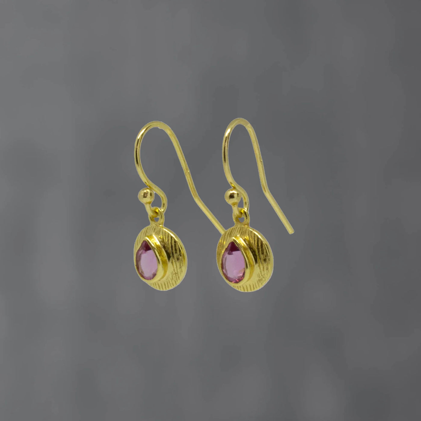 18ct Gold Vermeil Pink Quartz Drop Earrings
