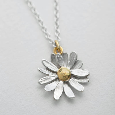 Alex Monroe Silver and Gold Daisy Necklace - Rococo Jewellery