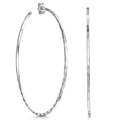 Jools Sterling Silver Faceted Large Hoop Earrings - Rococo Jewellery