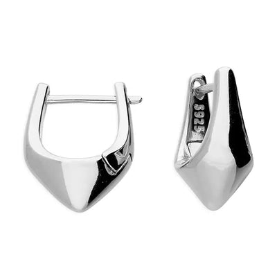 Sterling Silver Pointed Statement Huggie Earrings