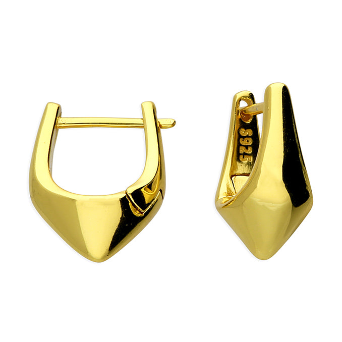 18ct Gold Plated Silver Pointed Statement Huggie Earrings