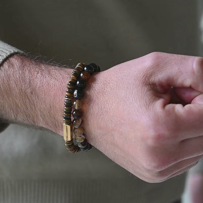 Tigers Eye Gold Two Tone Disc Bracelet