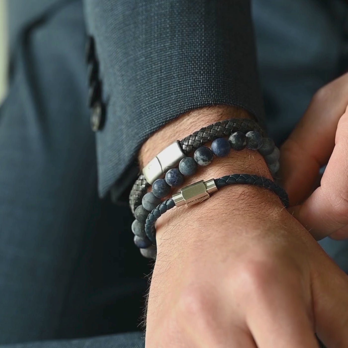 Matte Navy Sodalite Gemstone Beaded Bracelet