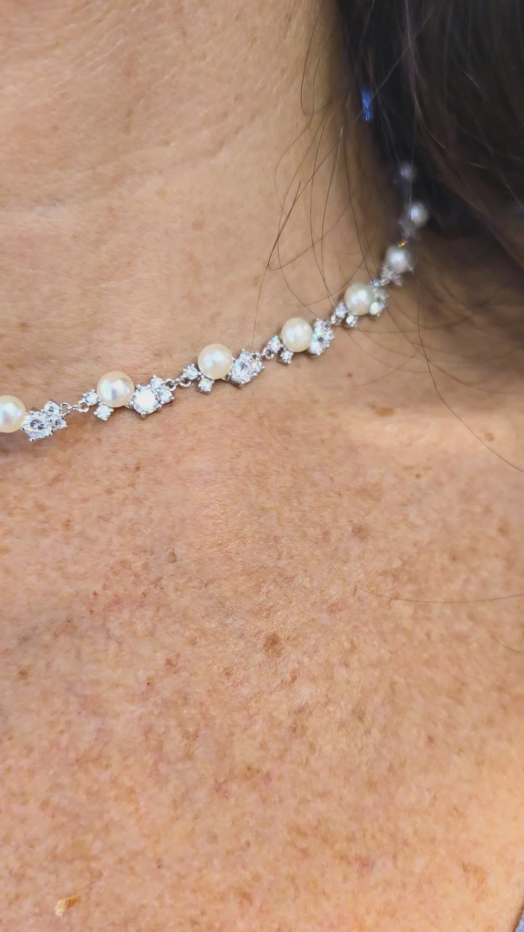 Sterling Silver Pearl & Cubic Zirconia Necklace