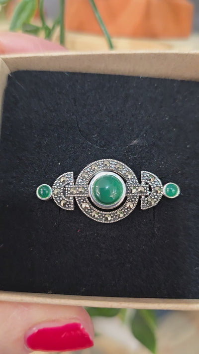 Green Marcasite Brooch