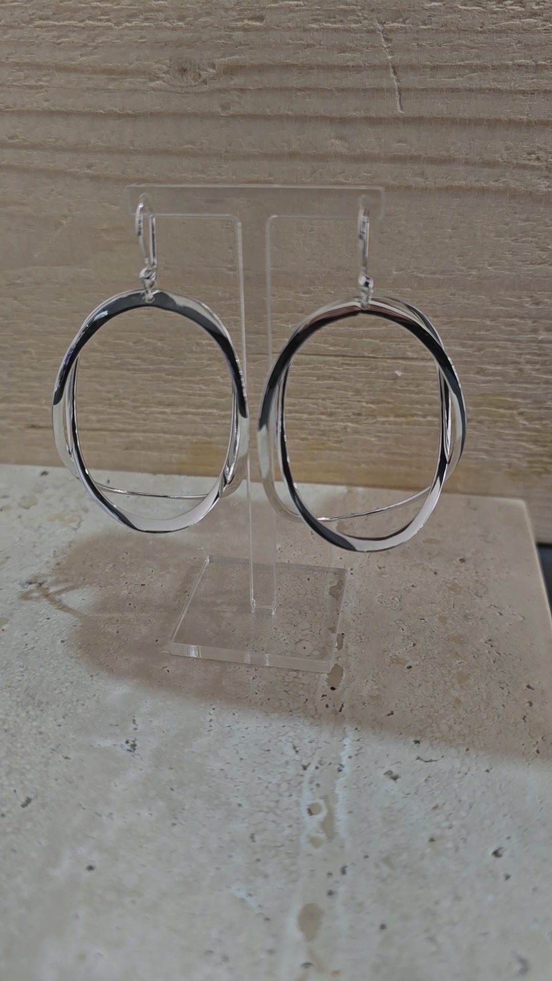 Sterling Silver Elliptical Drop Earrings