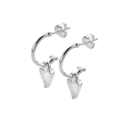 Sea Gems Silver Hoop Earrings With Textured Heart - Rococo Jewellery