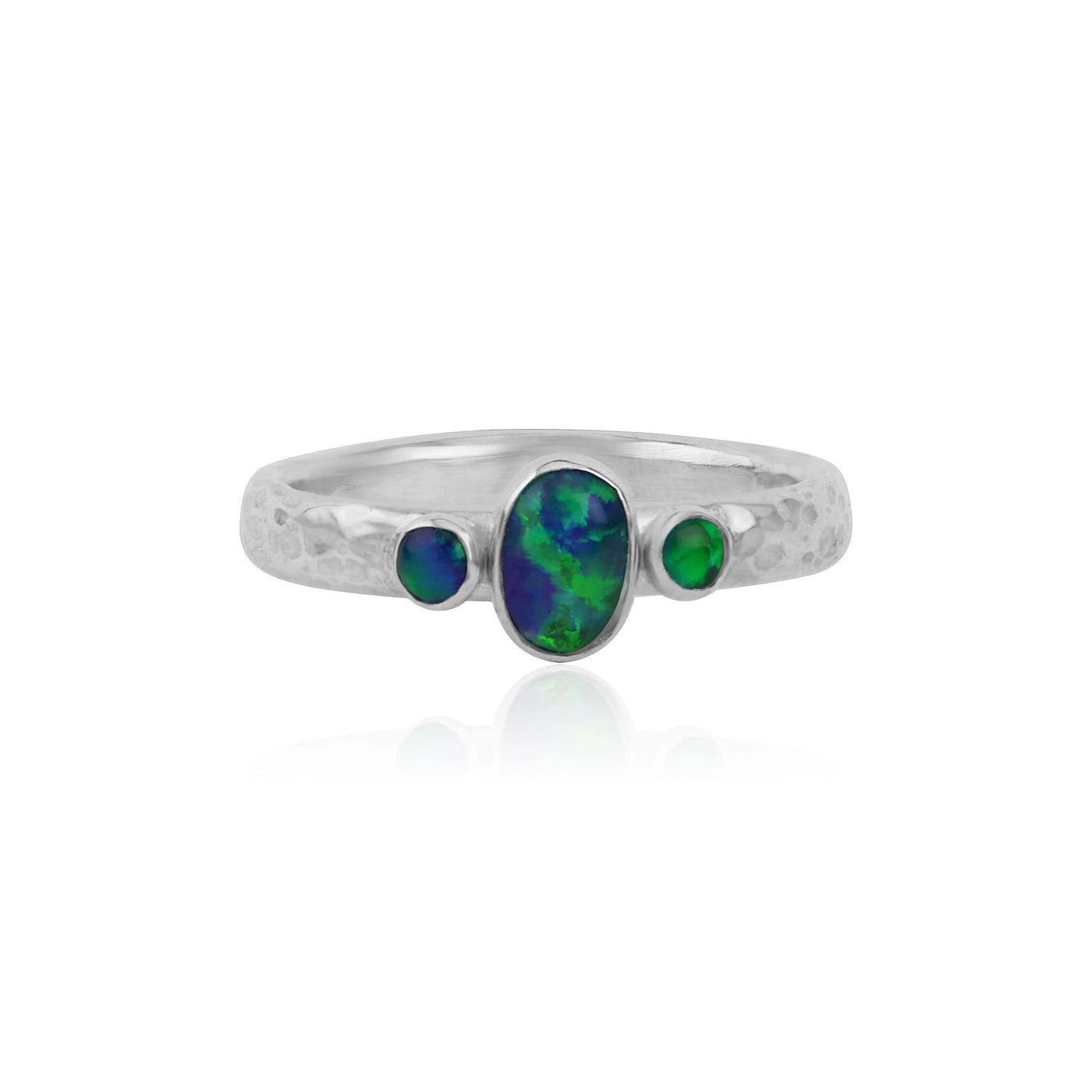 Lavan Sterling Silver 3-Stone Jelly Opal Ring
