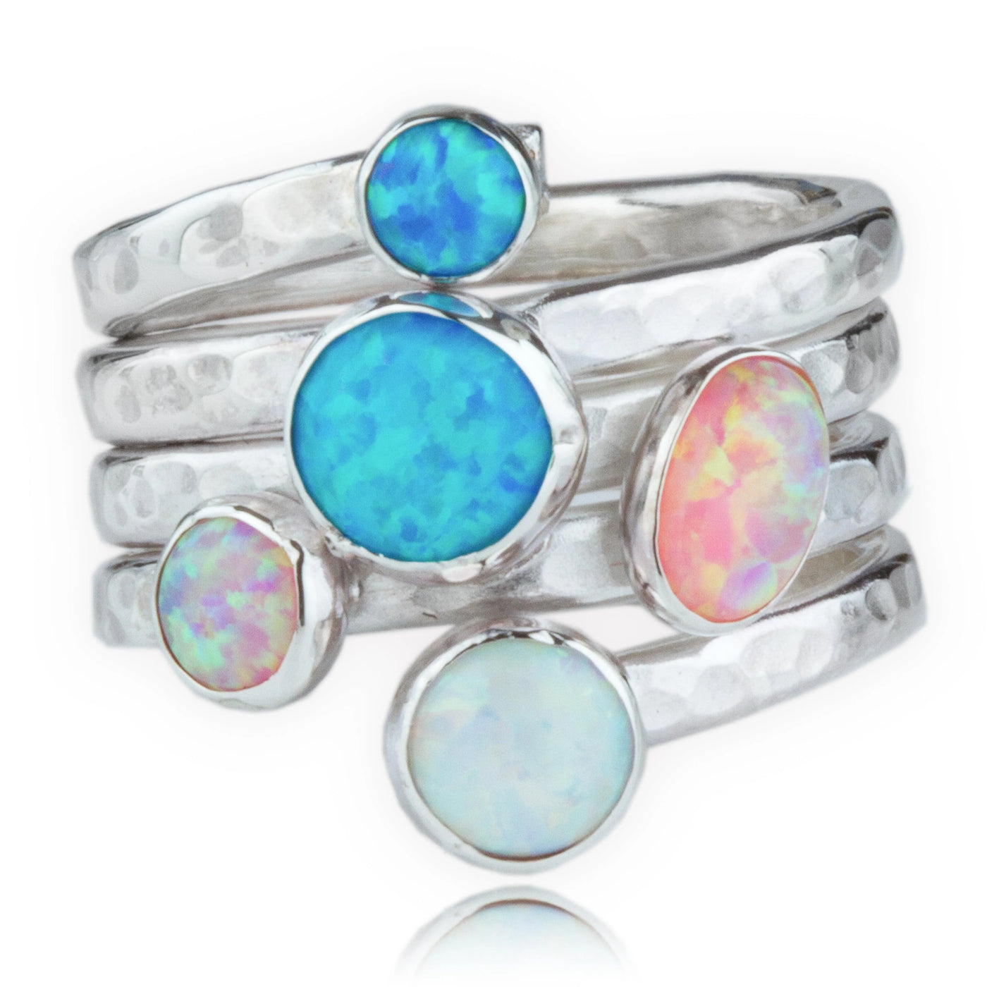 Lavan Sterling Silver Multi Opal Coil Ring