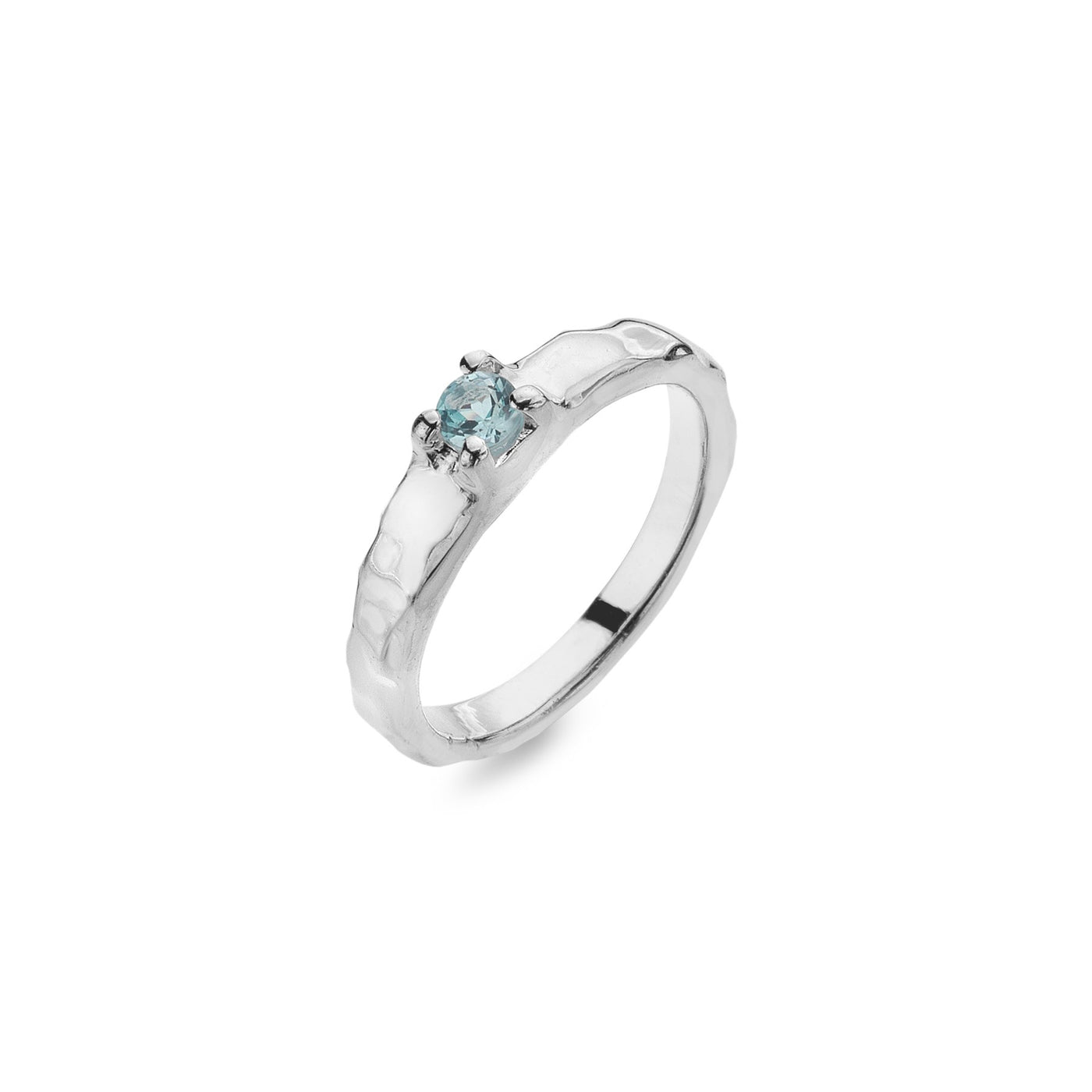 Sea Gems Sterling Silver Blue Topaz Textured Solitaire Ring