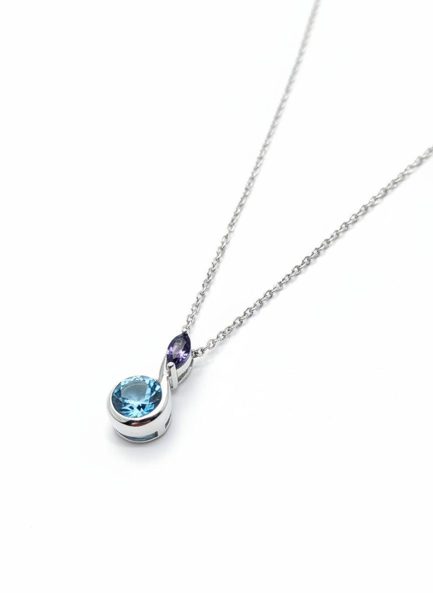 Unique & Co Sterling Silver Blue Topaz Iolite Necklace