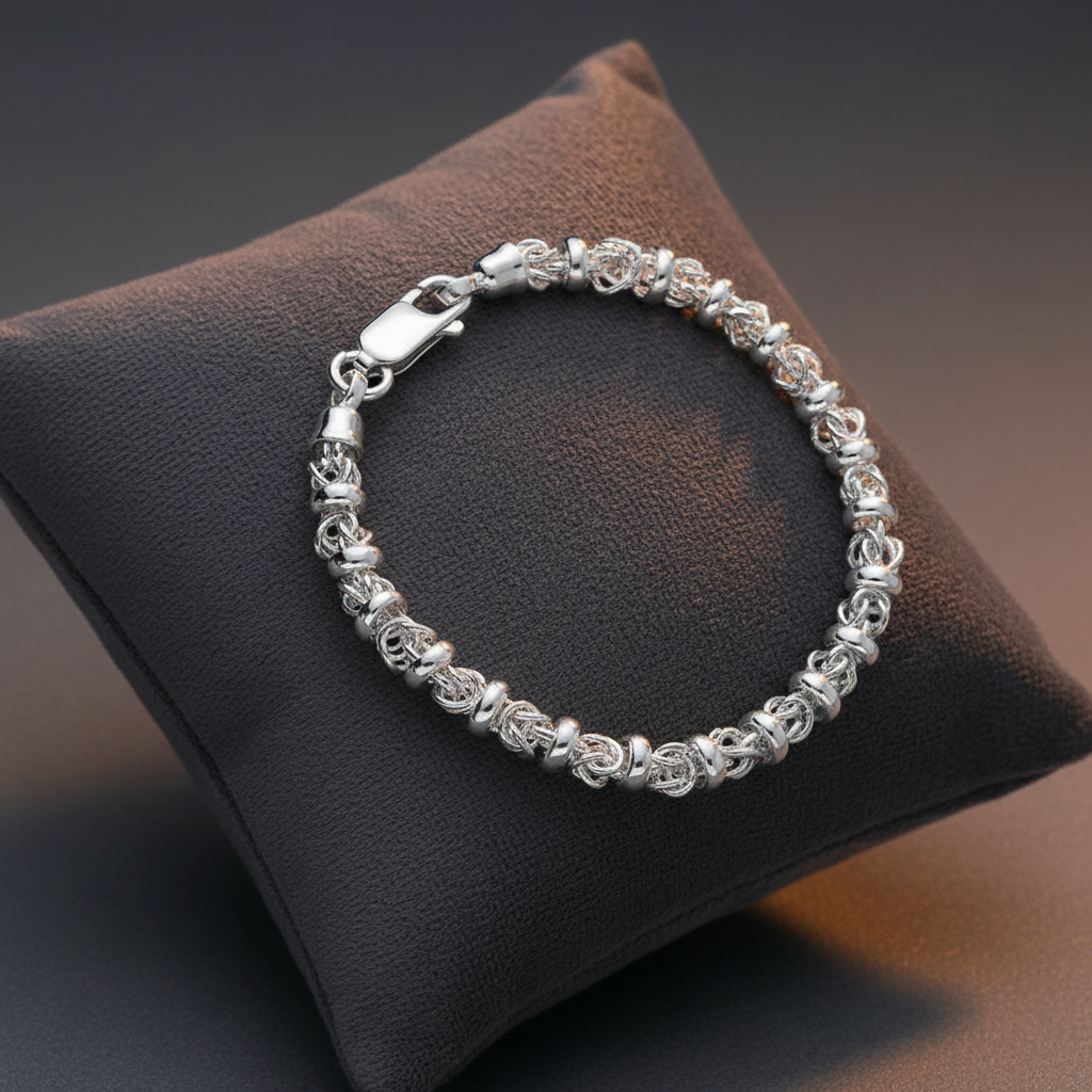 Knots and Beads Bracelet - Sterling Silver