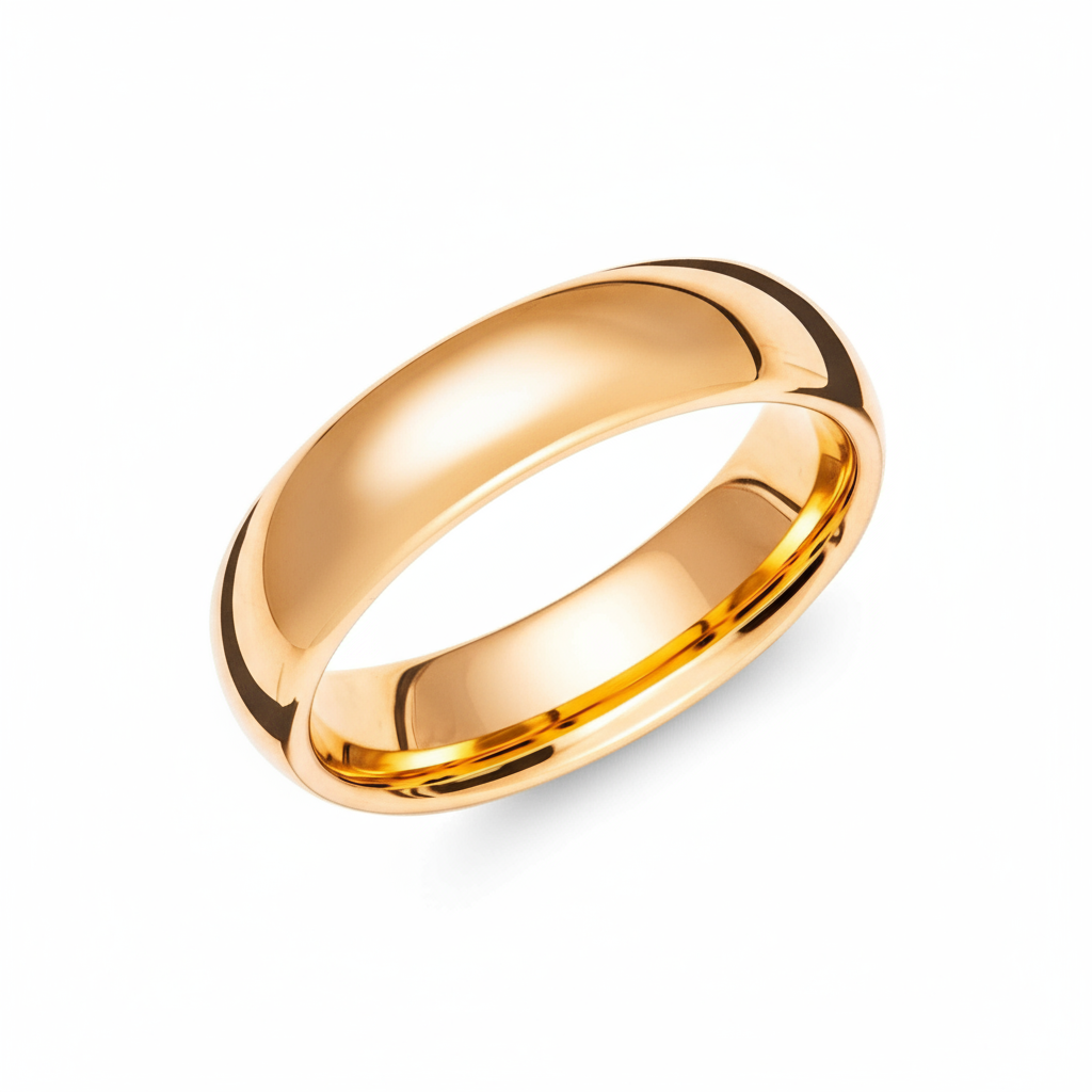 Polished Court Tungsten Carbide & Gold IP Ring
