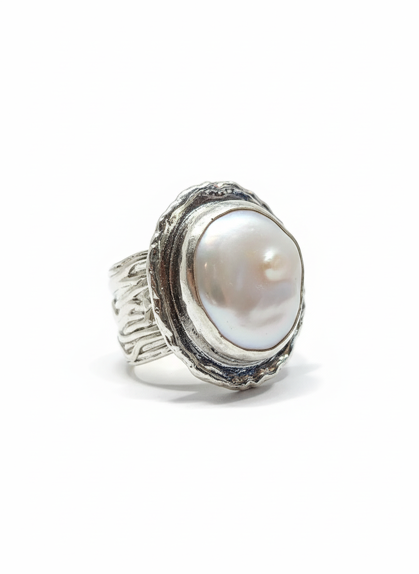 Sterling Silver Pearl Statement Ring