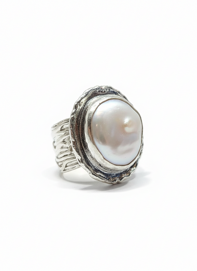 Sterling Silver Pearl Statement Ring