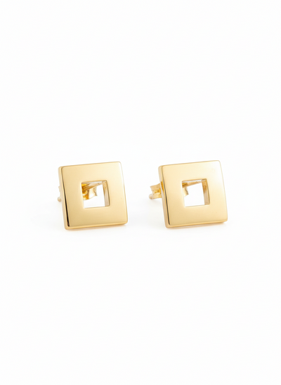 Gold Vermeil Open Square Stud Earrings