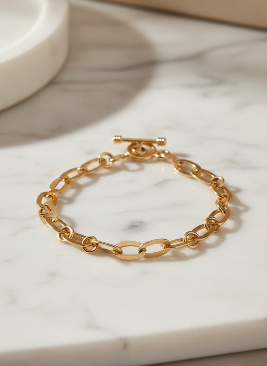 Gold Vermeil Square Paperclip Bracelet