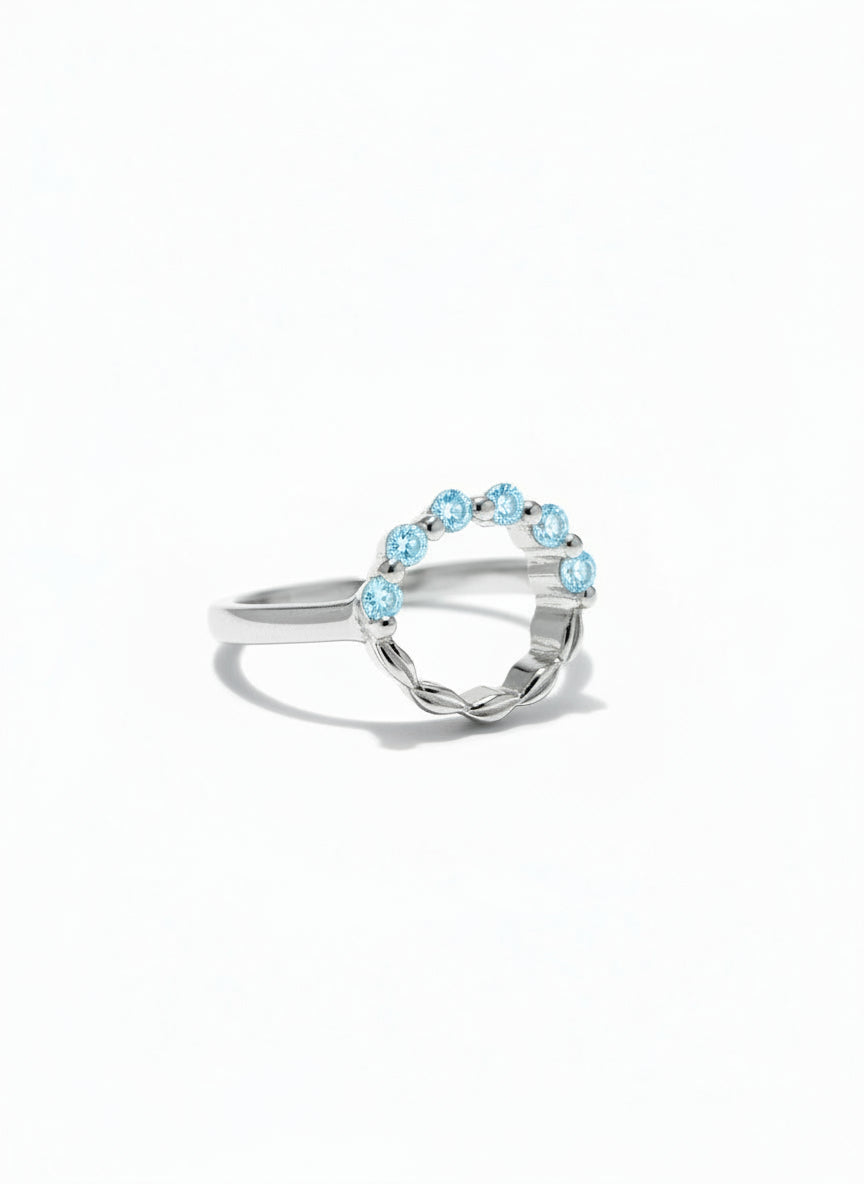 Sterling Silver Blue Topaz Wreath Ring