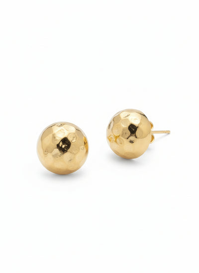 Gold Vermeil Hammered Dome Stud Earrings
