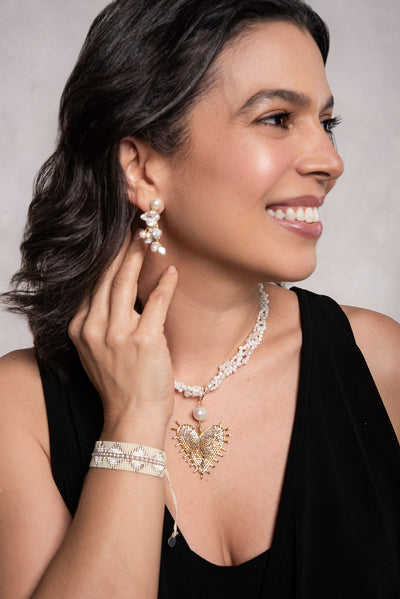 Mishky Gold Pearl Cascade Drop Earrings