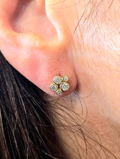 9ct Yellow Gold Lab Grown Diamond Cluster Stud Earrings