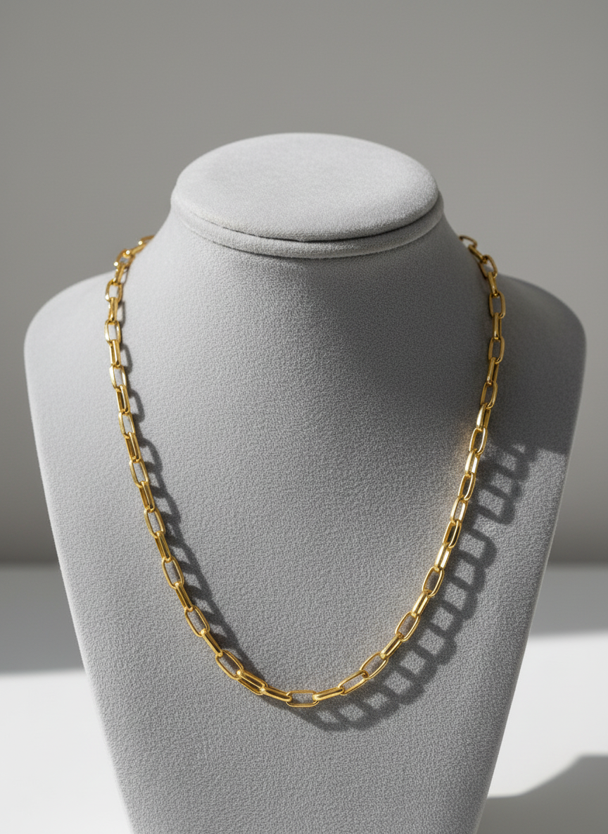 Gold Vermeil Rectangular Chain Necklace