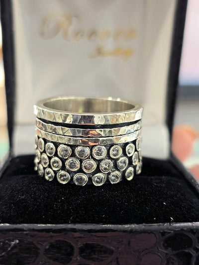 Yaron Morhaim Sterling Silver and Oxidised Spinning Ring with Cubic Zirconia