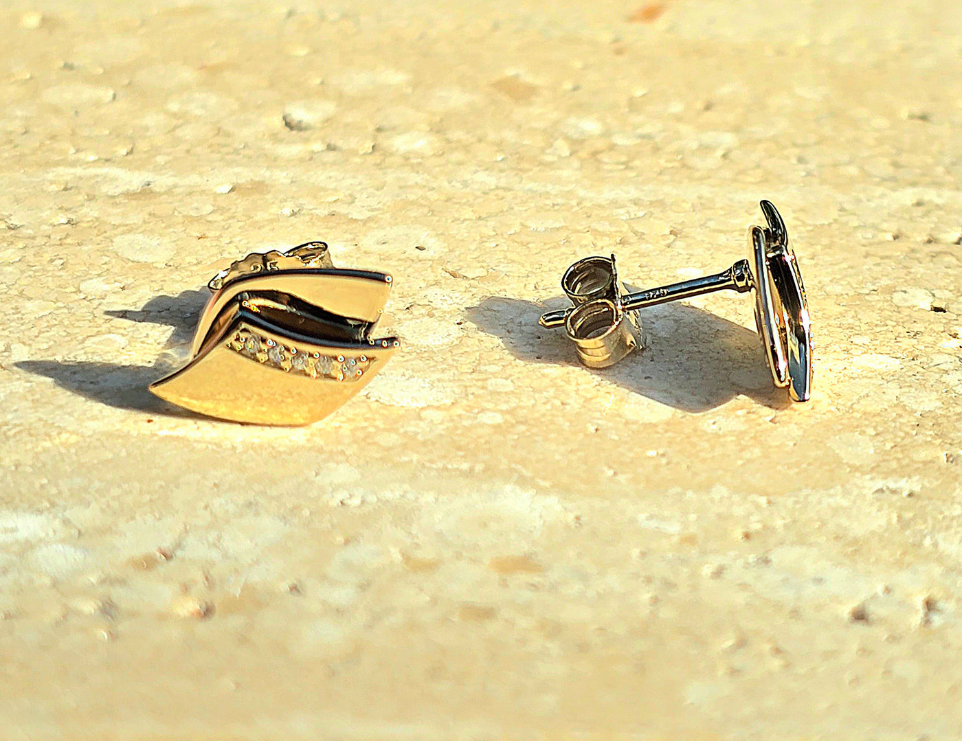 Unique & Co Gold Vermeil Cubic Zirconia Stud Earrings