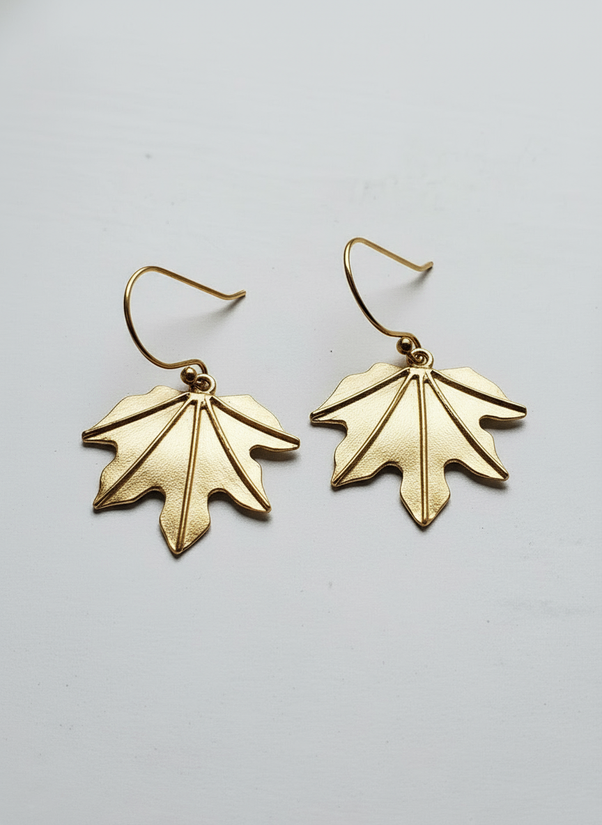 Sterling Silver Leaf Drop Earrings