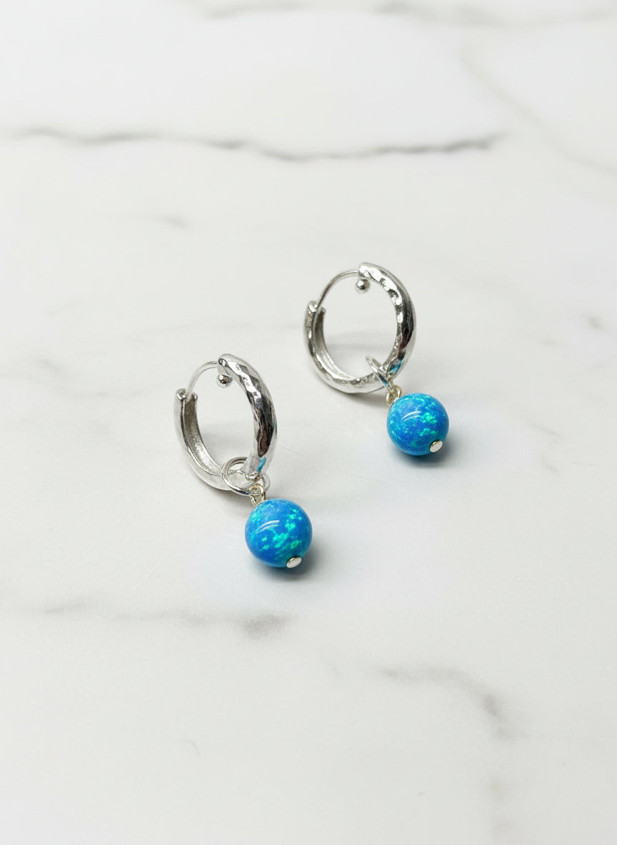 Yaron Morhaim Sterling Silver Opal Hoop Earrings
