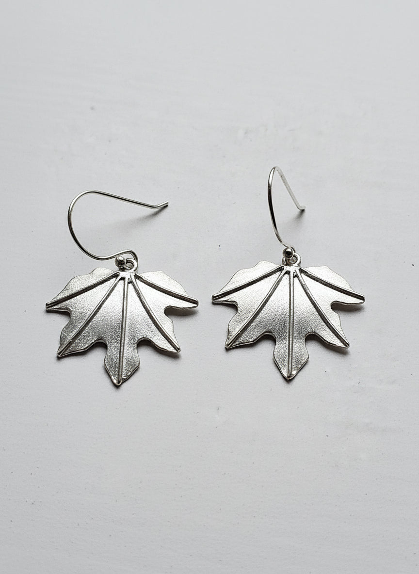 Sterling Silver Leaf Drop Earrings