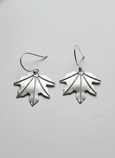 Sterling Silver Leaf Drop Earrings