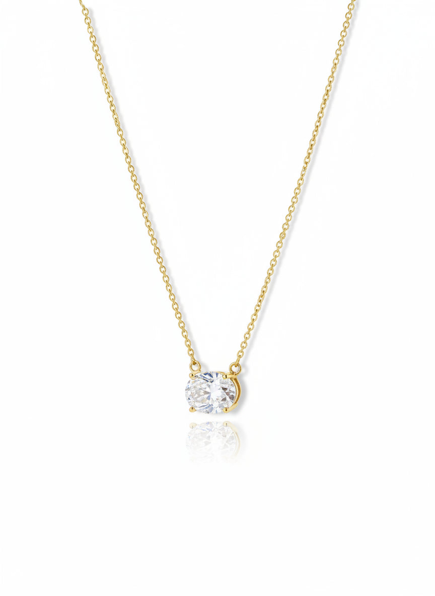 Gold Vermeil Oval Cubic Zirconia Necklace