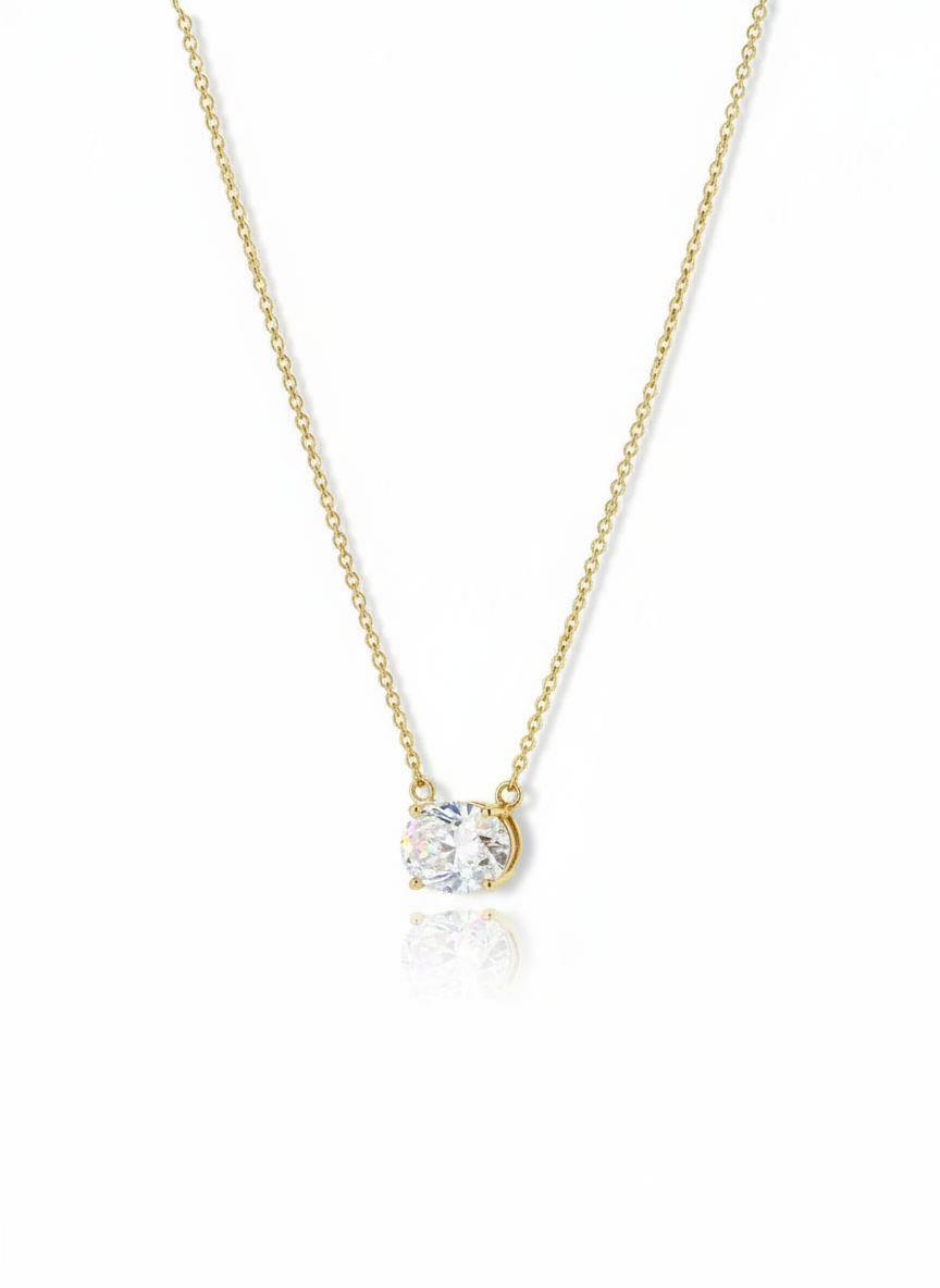 Gold Vermeil Oval Cubic Zirconia Drop Earrings