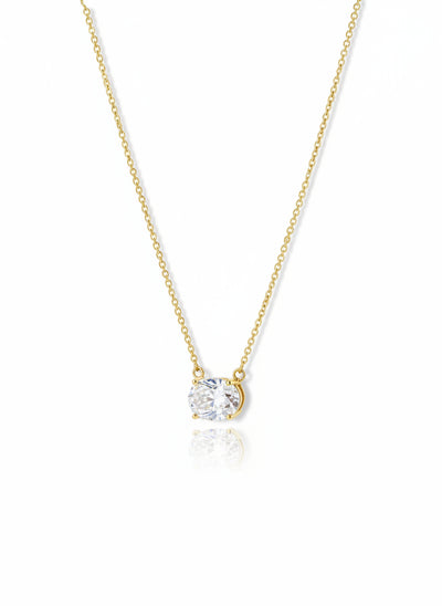 Gold Vermeil Oval Cubic Zirconia Necklace