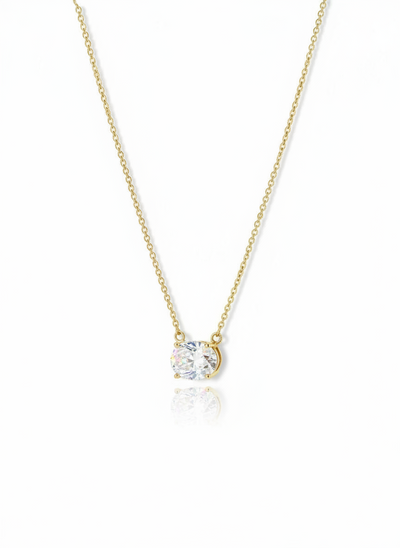 Gold Vermeil Oval Cubic Zirconia Drop Earrings