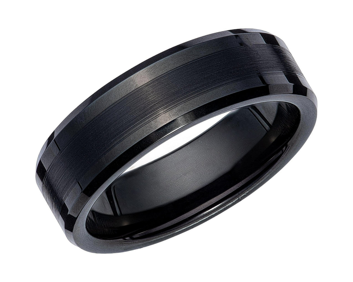 Flat Court Black Tungsten Ring