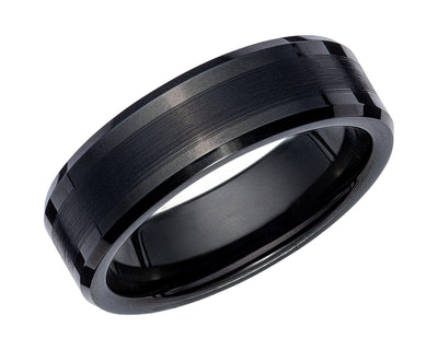 Flat Court Black Tungsten Ring