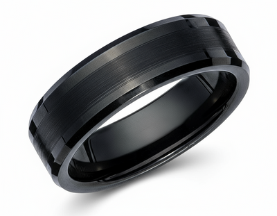 Flat Court Black Tungsten Ring