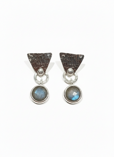 Sterling Silver Geometric Labradorite Drop Earrings