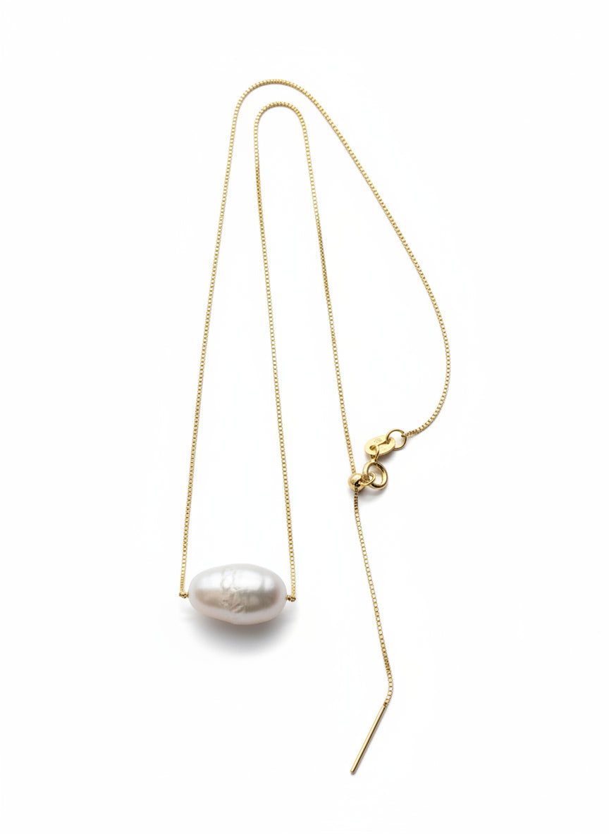 Yaron Morhaim Gold Vermeil Mini Baroque Pearl Slider Necklace
