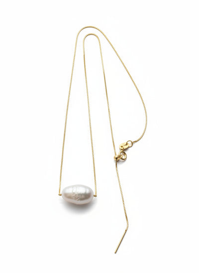 Yaron Morhaim Gold Vermeil Mini Baroque Pearl Slider Necklace