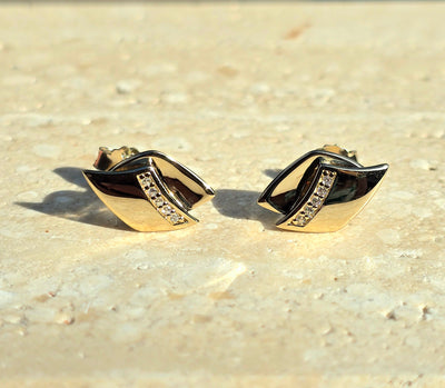 Unique & Co Gold Vermeil Cubic Zirconia Stud Earrings