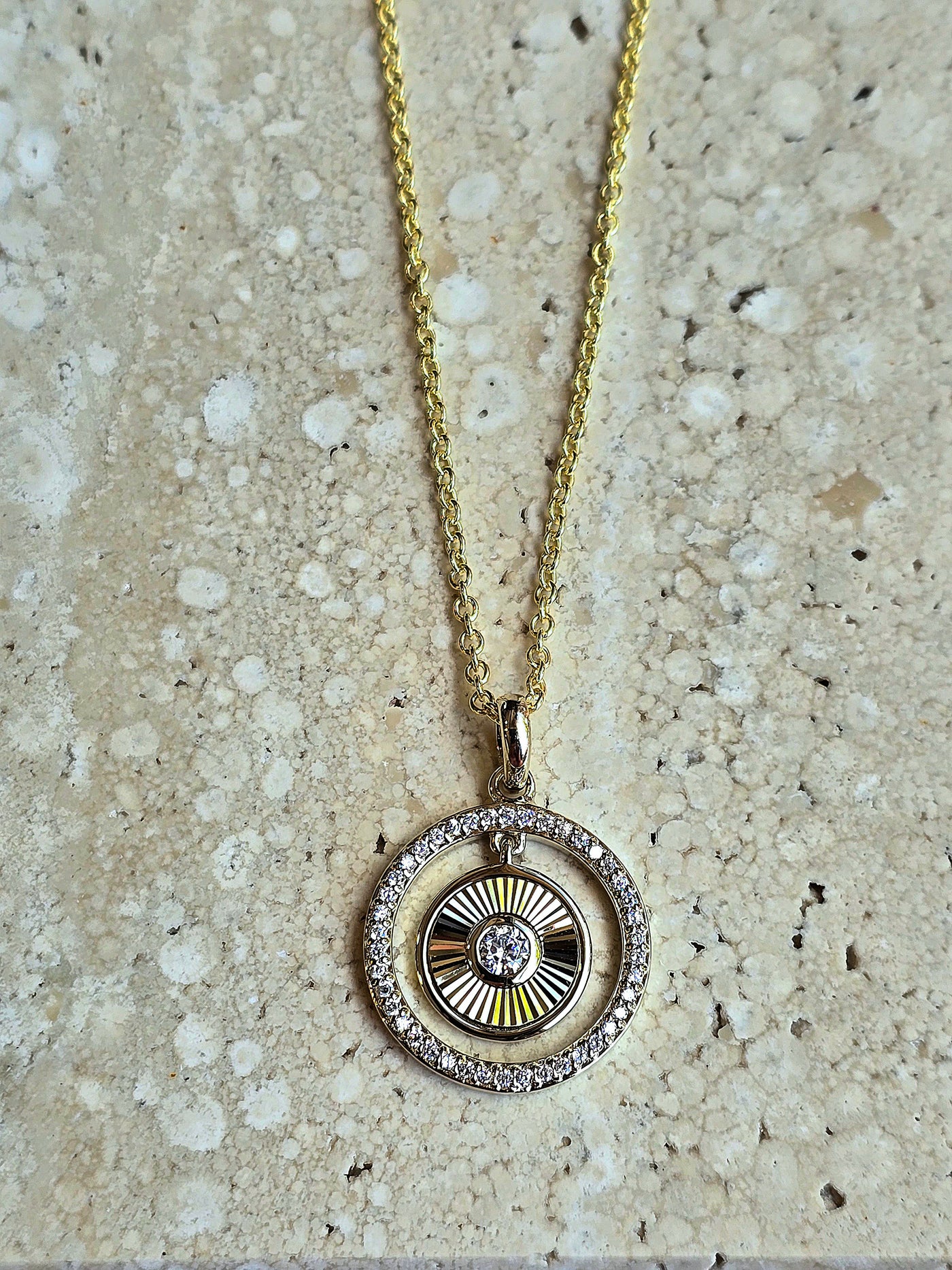 Unique & Co Gold Vermeil Cubic Zirconia Pendant Necklace