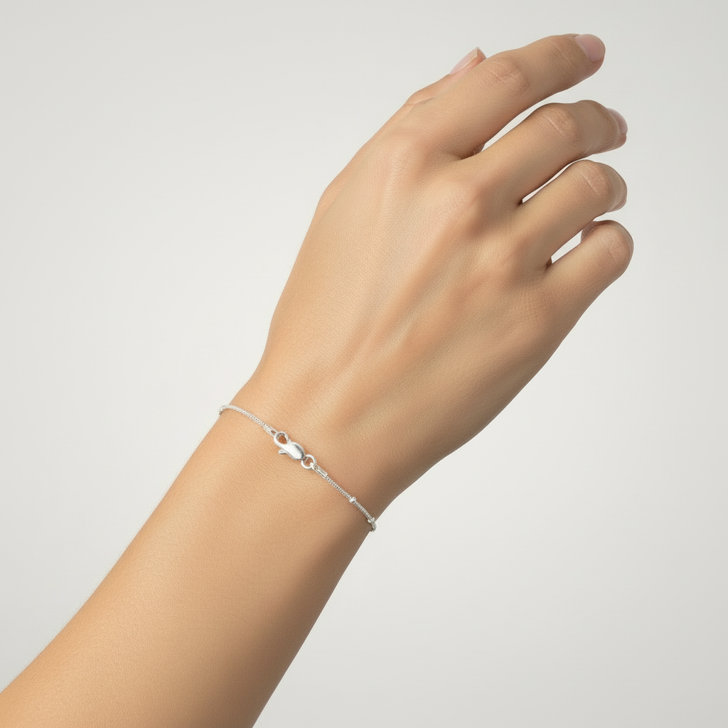 Beaded Snake Bracelet - Sterling Silver