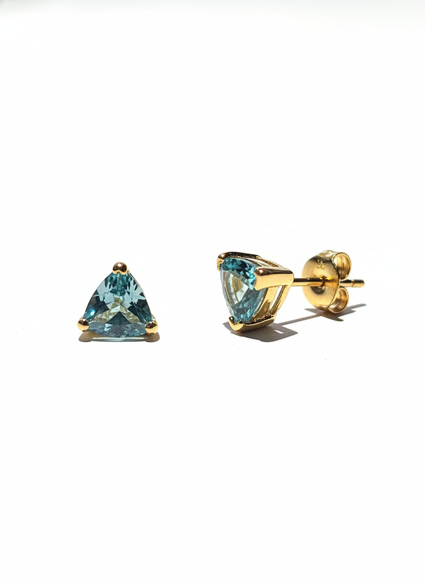 Unique & Co Gold Vermeil Blue Topaz Stud Earrings